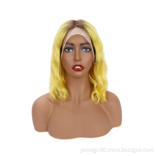 1b/Neon Body Wave Wig Vendors Virgin Peruvian Human Hair Ombre Color Bob Transparent HD Lace Frontal 13x4 Short 10 Inch Bob Wig